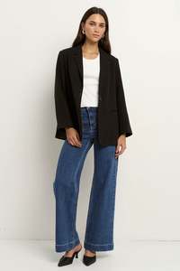 Blazers And Jackets: Atlantic Black Lyocell Cotton Blazer