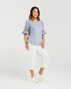 Sadie Top Blue Grid