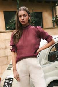 Verse Burgundy Sheer Top