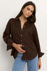 Reunion Label: Optimum Chocolate Linen Oversized Shirt