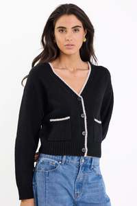 Rapport Black Contrast Edge Cardigan