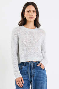Adulation grey marle pointelle fluffy jumper