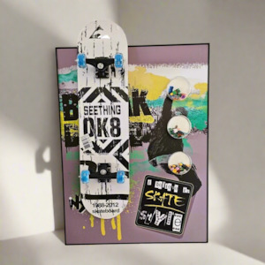 Designer Large Frames With Led Light: Unique Skateboard Art 3D art - Almost Sold