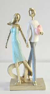 Unique Figurine And Wine Holders: Elegant Couple Figurine – Holding Hands with Heart