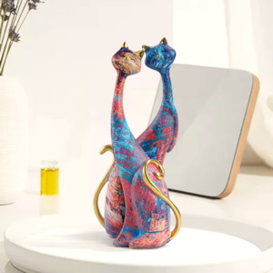 Unique Figurine And Wine Holders: Artful Cats in Resin