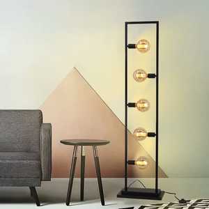 Black Frame Floor Lamp – Modern 5‑Light with G125 Bulbs