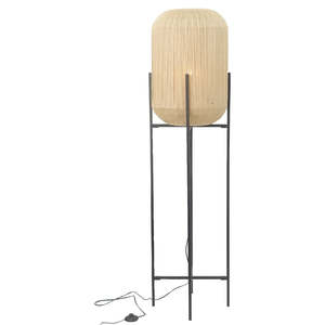 Lamps: Rustic Woven Floor Lamp – Natural Fiber Shade & Modern Metal Frame