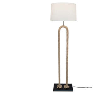 Cotton Rope Floor Lamp – Rustic Coastal Lighting with Fabric Shade