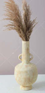 Beige Ceramic Vase – Rustic Mediterranean-Style Pottery with Handles