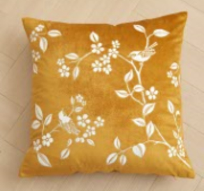 Cushions Throws: Flower and bird embroidered pillow