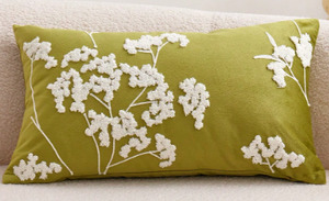 Cushions Throws: Babysbreath embroidered Throw Pillow