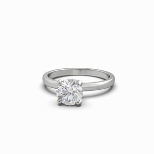 Made to Order Lab Grown Diamond Rings - Aroha Diamonds: 1.12 Carat TW Round Brilliant Lab Grown Diamond Solitaire Hidden Halo Ring in 18K White Gold