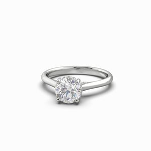 Made to Order Lab Grown Diamond Rings - Aroha Diamonds: 1.14 Carat TW Round Brilliant Lab Grown Diamond Solitaire Halo Engagement Ring in 18K White Gold