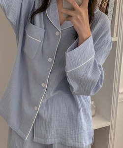 Cloud Days Cotton PJ Set - Light blue