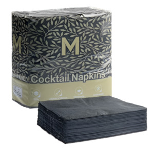 Briscoes Excluded: Matthews Cocktail Napkin - 1/4 Fold, Black 2-ply (2000 sheets)