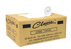 27l Rubbish Bags: Classic 27L Bin Liner White