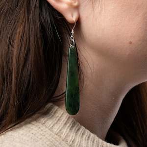 Large Drop Pounamu Earrings 65mm