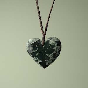 Large Inanga Pounamu Heart Pendant