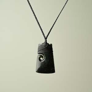 Toki with Koru Pounamu Medium, Black Binding