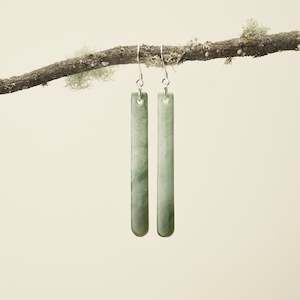 Earrings: Drop Inanga Pounamu Large Earrings 55mm