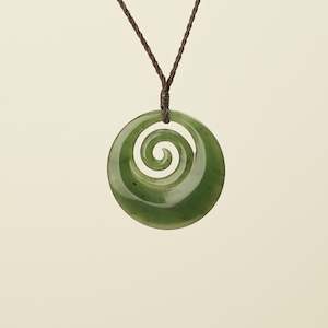 Koru Kawakawa Large Greenstone Pendant