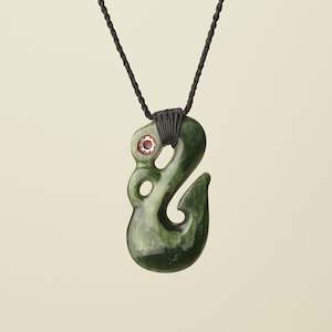 Manaia: Manaia Whale Tail Flower Pounamu Medium Pendant