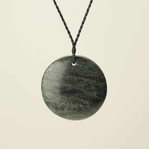 Porowhita Marama/Moon XL Pounamu Pendant, Black Binding