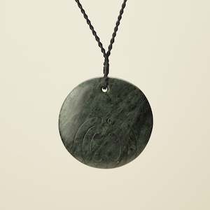 Porowhita Rā/Sun Pounamu Pendant XL, Black Binding