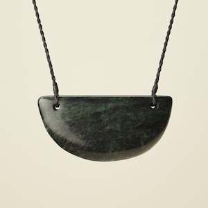 Kōuma Breastplate Kawakawa Large Pounamu Pendant, Black Binding