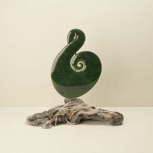 Ornaments: Pounamu Kahurangi Hei Matau Koru Sculpture