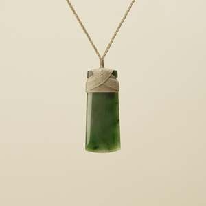 Medium Large Kahurangi Toki Pounamu Pendant Tan Binding
