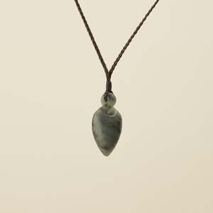 Pikorua Inanga Small Pounamu Pendant, Brown Binding