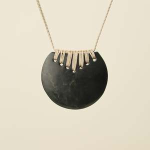 Greenstone Pounamu Breast Plate Necklaces: Kōuma Breastplate Kawakawa Pounamu Large Pendant