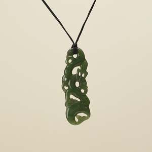 Manaia Greenstone Large Pendant Kawakawa