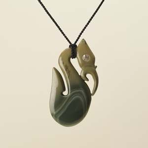Manaia Banded Inanga Pounamu XL Pendant