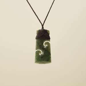Toki with Koru Raukaraka Pounamu Large, Brown Binding