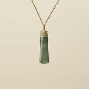 Inanga Toki Small Pounamu Pendant Tan Binding