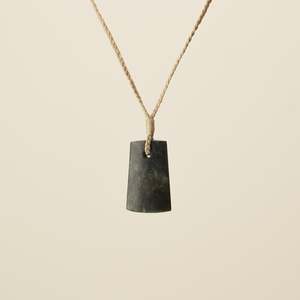 Gifts For Pepi Tamariki: Toki Totoweka Pounamu Small Pendant, Tan Binding
