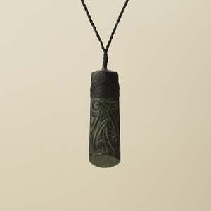 Pendants: Toki Whakarei Carved Large Kawakawa Pounamu Pendant