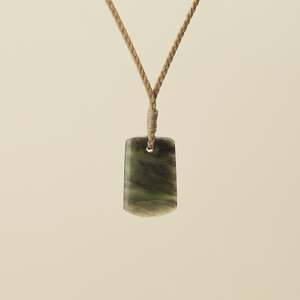 Pendants: Toki Inanga Matte XS Pounamu, Tan Binding