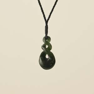 Connection: Pikorua Kawakawa Double Twist Medium Pounamu Pendant