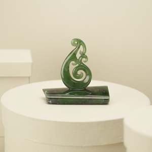 Ornaments: Small Greenstone Quad Koru Sculpture
