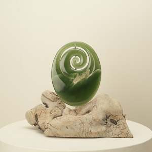 Ornaments: Koru Pounamu Sculpture on Wood Base