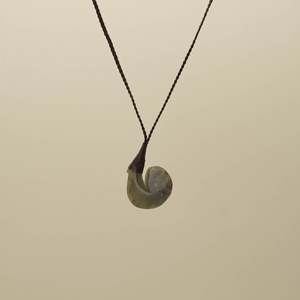Hapopo Small Hei Matau Pounamu Pendant, Brown Binding