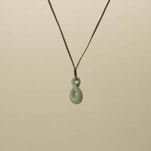 Kōkopu Small Single Pikorua Pounamu Pendant, Khaki Binding