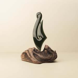 Ornaments: Hei Matau Sculpture Kawakawa Pounamu