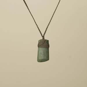 Toki Inanga Small Pounamu Pendant, Khaki Binding