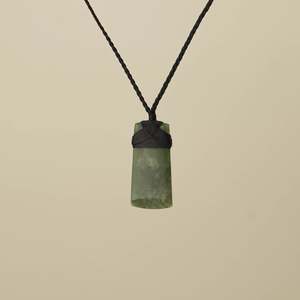 Toki Kawakawa Small Pounamu Pendant, Black Binding