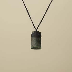 Pendants: Toki Kawakawa Pounamu Small Pendant, Black Binding
