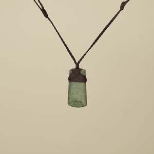 Toki Inanga Pounamu Small Pendant, Brown Binding